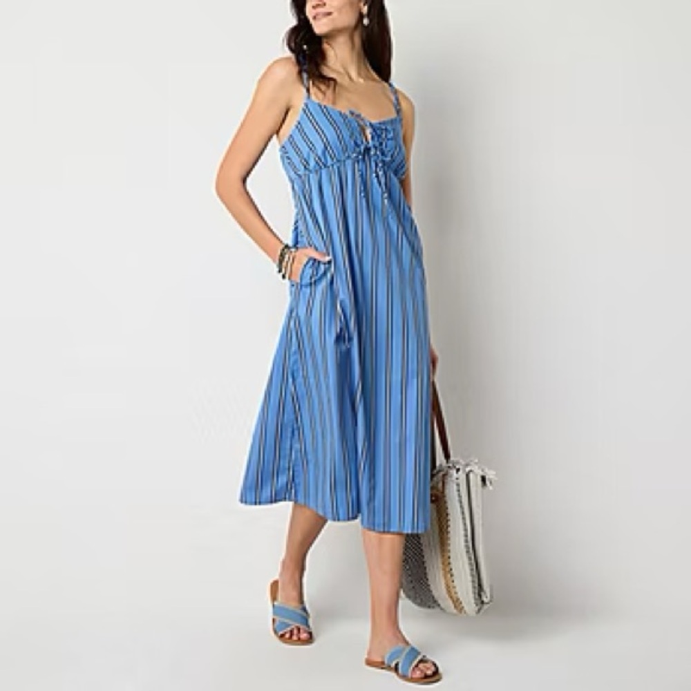 a.n.a Womens Sleeveless Striped Sundress sz M